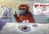 A watercolour painting depicts a rhesus monkey wearing a surgical mask sitting at a laboratory bench, with two white mice looking up at him. He sticks his thumb up in the air. In the foreground is a petri dish with a bean-shaped organoid. There are microscopes in the background and a poster on the wall with the words ‘No more Animal Testing’.